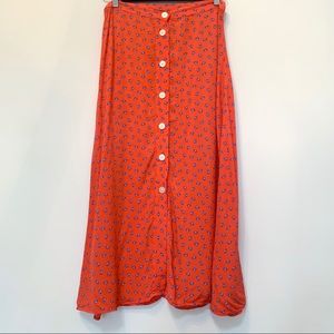Gap Print Button Front Midi Skirt